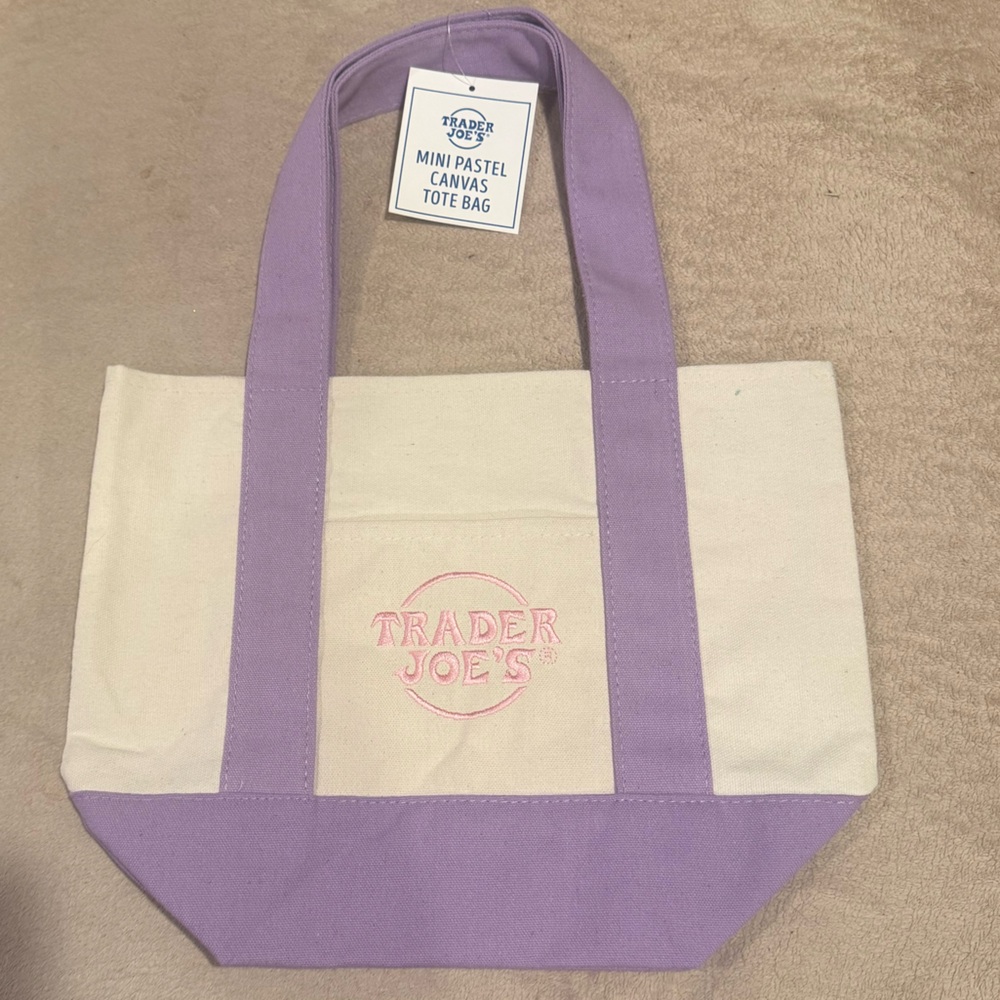 Trader Joe’s Mini Canvas Tote Purple - Pastel PURPLE NWT